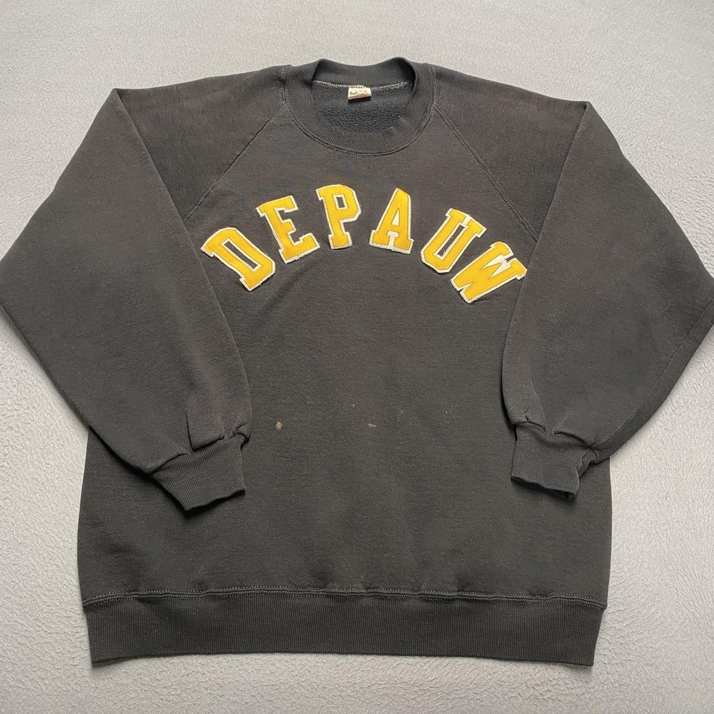 Vintage DePauw University Sweatshirt‎ Mens XL Gray Collegiate Pacific USA 80s